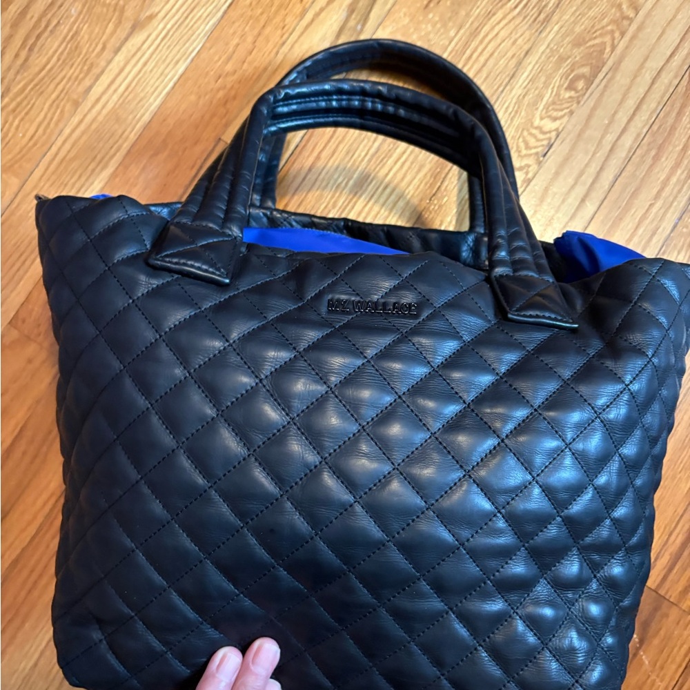EUC, barely used MZ Wallace Black Leather Quilted Small Metro Deluxe Tote - Picture 3 of 14